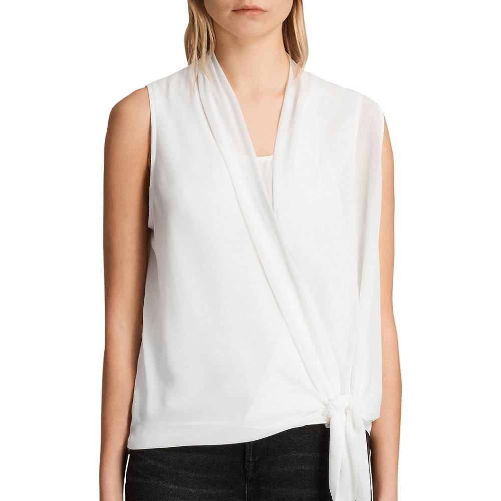 All Saints Ava Tie Top White